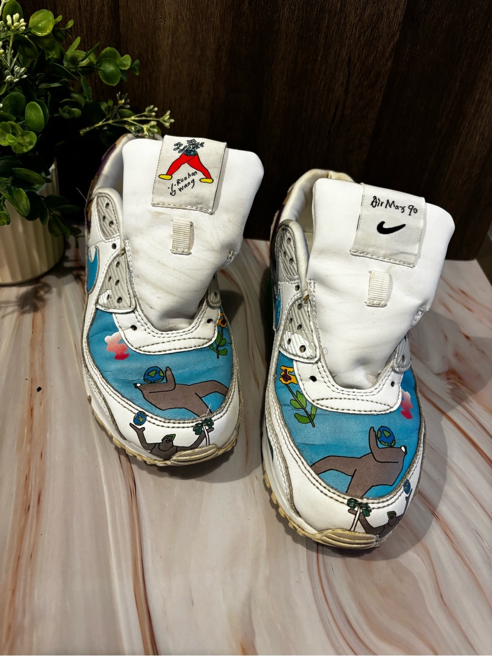 Nike White Teal Purple Green Graphic Low-Top Flats - Picture 3 of 16